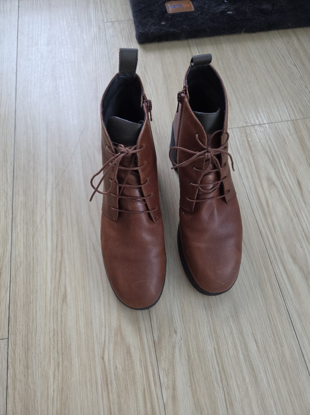 Camper Brown Leather Lace-Up Ankle Booties